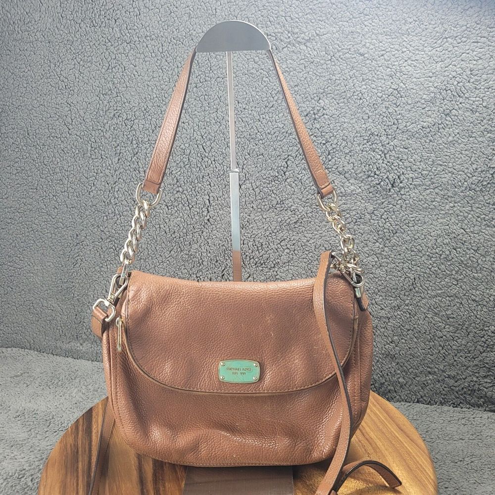 Michael Kors Bedford Leather Medium Brown Convertible Shoulder Crossbody Bag - Picture 2 of 16